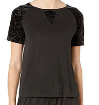 Flora Nikrooz Womens Velvet Burnout Short Sleeve Top Color Black Size M - £29.75 GBP