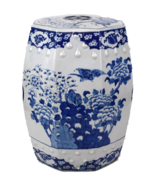 Blue and White Porcelain Hexagonal Bird Motif Garden Stool 18&quot; - £245.90 GBP