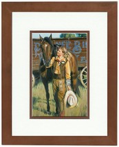 Pawnee Bill Terri Moyers Western Cowgirl &amp; Horse Double Matted &amp; Framed - £35.19 GBP
