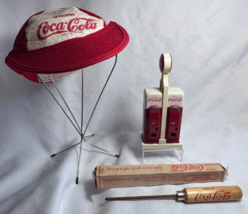 Coca - Cola Vtg Advertising Lot Ice Pick Large Felt Hat Salt Pepper Shakers - $29.95