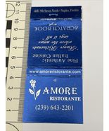 Matchbook Cover AMORE Ristorante Fine Authentic Cuisine  Naples, FL Unst... - €10,63 EUR