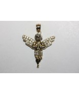 10K Yellow Gold Cherubim Baby Angel Pendant Charm Dije with Cubic Zirconias - $130.55