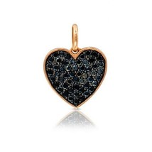 0.25Ct Lab-Created Black Onyx 14K Rose Gold Plated Cluster Heart Pendant 15mm - £75.05 GBP