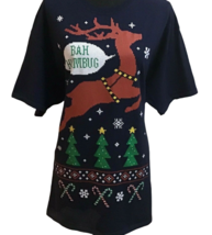 Bah Humbug Mens Sz XL Christmas Shirt Reindeer Candy Canes Christmas Tre... - $18.50