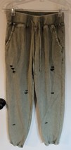 Womens S Easel Distressed Green Elastic Drawstring Waist Casual Lounge Pants - £14.80 GBP