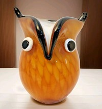 Stunning Hand Blown Owl Figurine Art Glass Decor Murano Style 5&quot;X4&quot; - £30.58 GBP