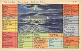Time Saver Card~Time Is Money~Sailboats On Moonlight Water 1940s Postcard - £5.78 GBP