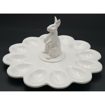 Williams Sonoma White Ceramic Easter Bunny 12-Egg Platter with Rabbit Figurine - £35.10 GBP