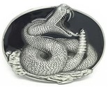 Black Rattlesnake Belt Buckle Metal BU225 - $9.95