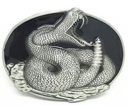 Black Rattlesnake Belt Buckle Metal BU225 - £7.95 GBP