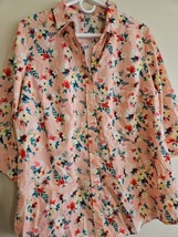 Woman Within 18/20 Half Sleeve Button Front Shirt, Floral Pattern/Pink - £11.38 GBP
