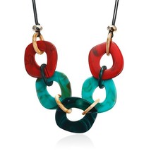 Women's Colorful Acrylic Necklace for Women Geometric Necklaces & Pendants State - $16.55