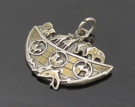 925 Sterling Silver - Vintage Noah&#39;s Arc Biblical Motif Drop Pendant - PT15672 - £52.27 GBP