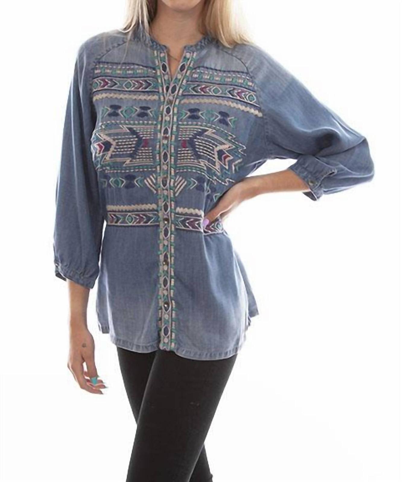 Scully Embroidered Tencel Blouse Size XL - $48.51