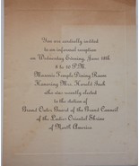 Vintage Ladies Oriental Shrine Flint MI Dinner Invitation Honoring Mrs I... - $1.99