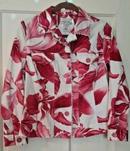 Sz 8 Orchid Floral Jacket Drapers and Damons Cotton Stretch Magenta Pink - £9.75 GBP