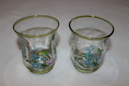 New Pair GANZ Votive Glasses Painted Hummingbird & Flowers EA14281 - $8.00