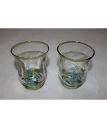 New Pair GANZ Votive Glasses Painted Hummingbird &amp; Flowers EA14281 - $8.00