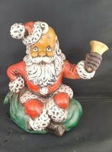VINTAGE Atlantic Mold CERAMIC Santa Claus Sitting on Sack Ringing Bell 10&quot; - £17.06 GBP