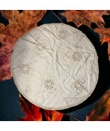 Vintage Small Circle Tablecloth Hand Stitched Embroidery Floral Beige 36... - $526.87 MXN
