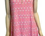 LulaB Pink and White Print Sleeveless High Neck 1/4 Zip Shift Dress Size M - £34.16 GBP