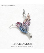Pendant Colourful Hummingbird Jewelry Europe 925 Sterling Silver Gift Fo... - £24.31 GBP