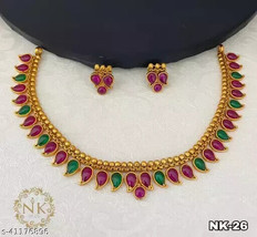 Kundan South Temple Bridal Traditonal Jewelry Set Dulhan Fashion Party W... - £24.08 GBP