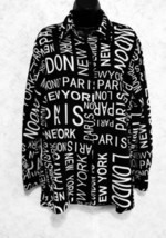 Mishca Ladies Travel Blouse Button Front Long Sleeve XL Paris London New... - $25.19