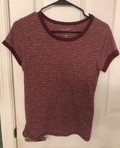 Arizona Girls Burgundy Stripe Size Large T Shirt - £8.87 GBP