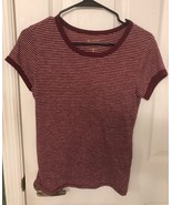 Arizona Girls Burgundy Stripe Size Large T Shirt - £8.88 GBP