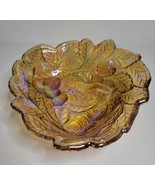 Carnival Glass Amber Candy/Nut Dish Leaf &amp; Berry Design - $19.08 CAD