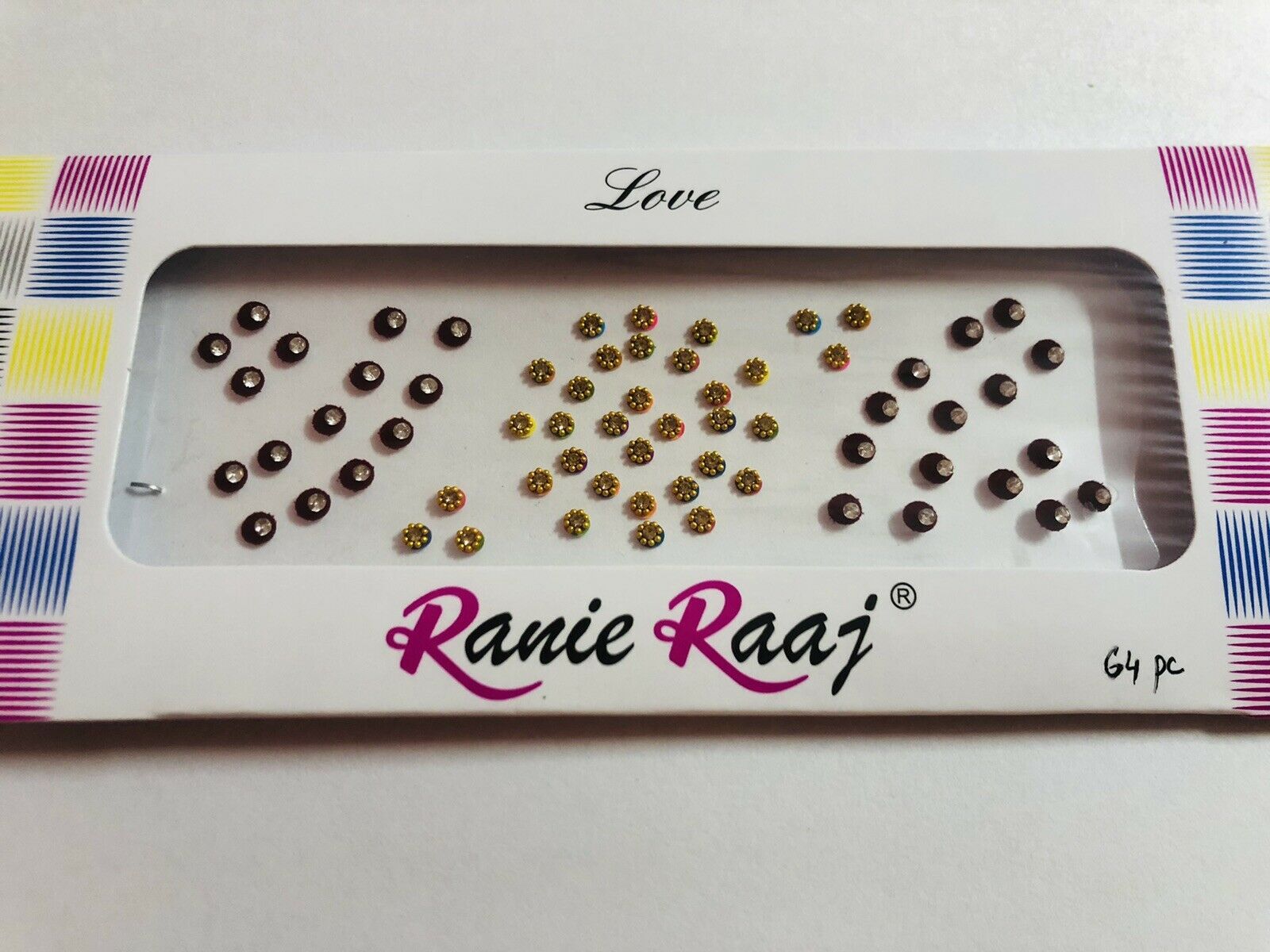 1 pack 64 pc Indian Forehead Stone Bindi Temporary Body Tattoo Sticker C... - $8.19