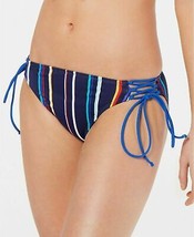 HULA HONEY Side Lace Hipster Bikini Bottoms Navy Multi Juniors Sz Large $20 -NWT - £4.21 GBP