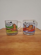 Lot of 2 Garfield 1980 McDonalds Glass Coffee Mugs Tea Cups - £9.50 GBP