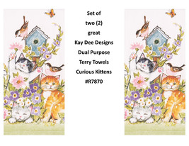 KAY DEE DESIGNS Curious Kittens Cats R7870 Two Dual Purpose Terry Towels~16&quot;x26″ - £12.57 GBP