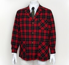 Vtg 50s Pendleton Plaid Sport Coat Wool Jacket Red Tartan Blazer Sz M Ch... - €82,45 EUR