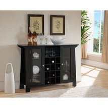 Kings Brand Furniture Matanuska Wood Buffet Bar Cabinet with Wine Storage, Black - $315.99