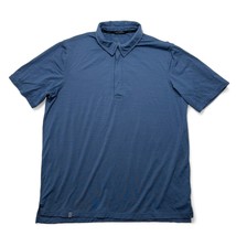 QOR Mens Medium 17.5 Merino Wool Polo Shirt Blue Short Sleeve Zip Bike Commute - £22.91 GBP