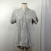 GAP Cardigan Sweater Womens Small Gray Horizontal Ribbed Short Sleeve Op... - £16.57 GBP