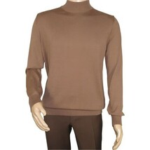 Men's Sweater Knit By BRANGO Turkey Mock Neck Cotton Blend 21050 Coffee image 6