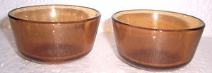 Anchor Hocking (2) Brown Color Glass Collectible Custard Bowls 6 oz USA - $12.00