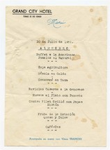 Grand City Hotel Menu &amp; Wine List Termas De Rio Hondo Argentina 1961 - £14.27 GBP