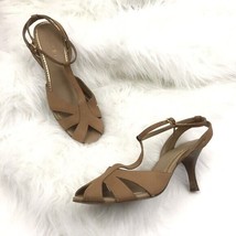 Kelly &amp; Katie Faux Leather Strappy Low Heels Brown Open Toe Shoes Women ... - $11.87