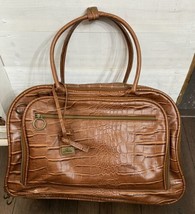 Vintage Faux Crocodile Reptile Gator Skin Brown Carry On Luggage Bag by Skyway - £39.80 GBP
