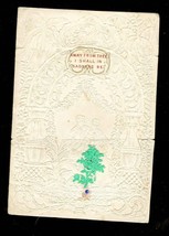 1865 antiq VICTORIAN EMBOSSED GREETING CARD die cut AWAY FROM THEE - $64.30