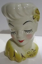 Vintage Betty Grable Glamour Girl Head Vase Yellow and Gold - £42.57 GBP