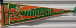 Vintage Tag Enterprises Mami Hurricanes Size 9&quot; x 26&quot; Felt Pennant - £19.17 GBP