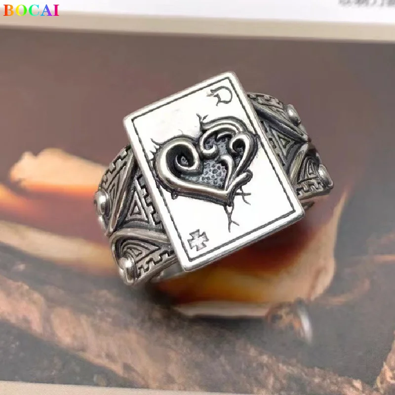 S925 Sterling Silver Rings New Fashion Eternal Vine Cross Poker Love-Heart Pure  - £46.87 GBP