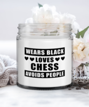 Funny Candle For Chess - Wears Black Loves Avoids People - 9 oz Hand Poured  - £15.65 GBP
