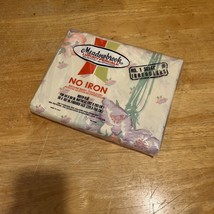 VTG Meadowbrook Irregular Queen Flat Sheet Pink Flower Purple NOS Percal... - €17,34 EUR
